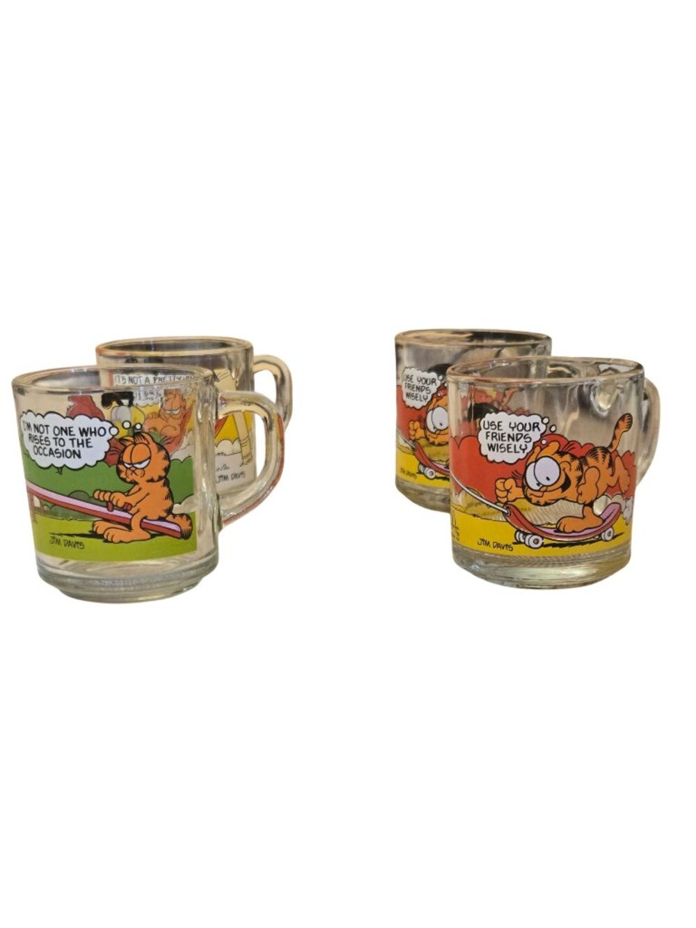 Vintage McDonalds Garfield  Clear Glass Mugs 1978-1980